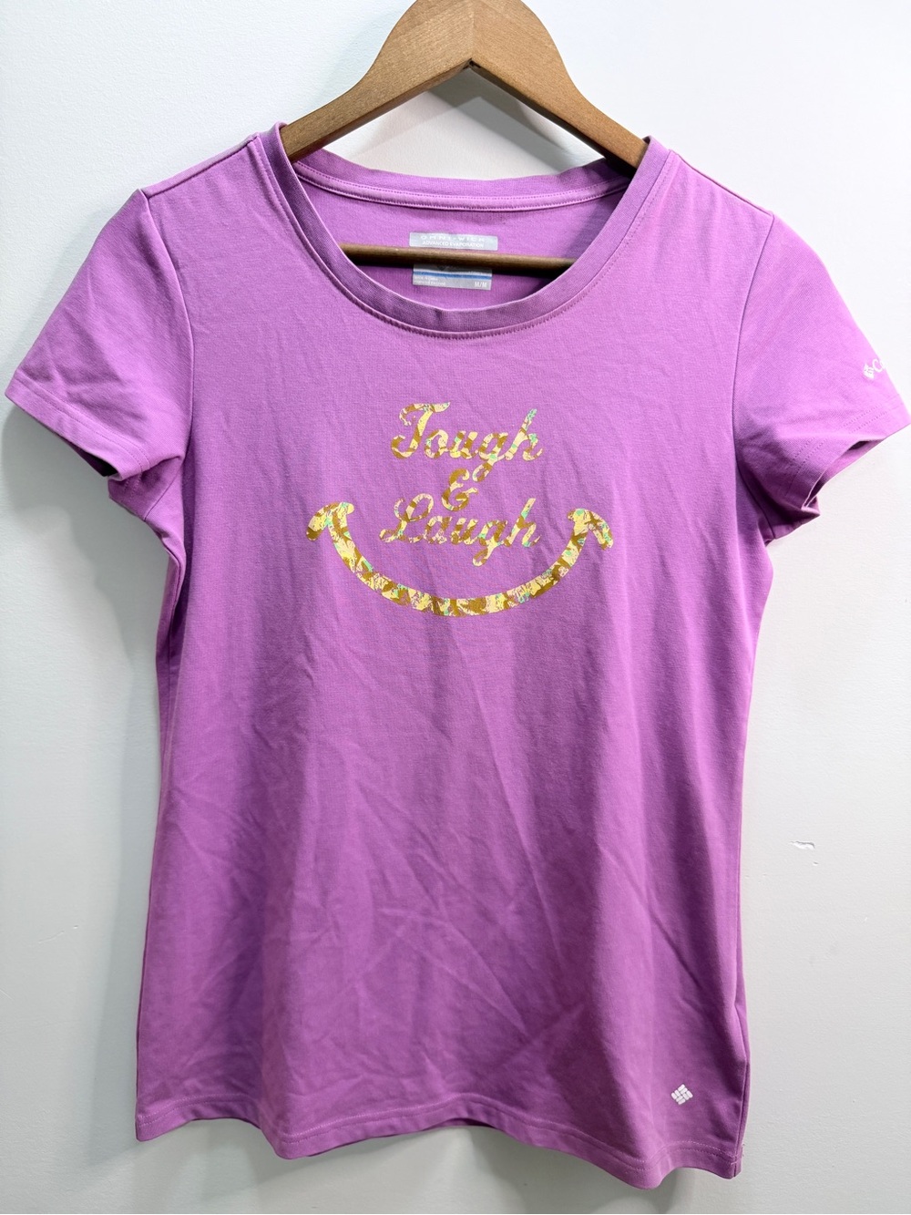 Columbia Women’s Pink Short-Sleeve Graphic Tee - Tough & Laugh Size M